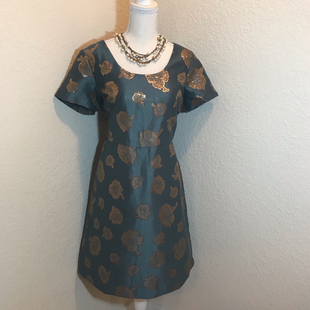 Ann Taylor Blue Gold Flower Dress